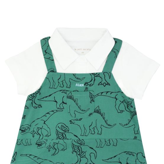 *New* Baby Boy Shirt Overalls in Dino Sketch Print (Personalisable)
