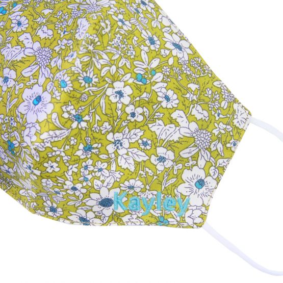 Reusable Kids & Adult Mask in Mustard Botanical Print (Personalisable)