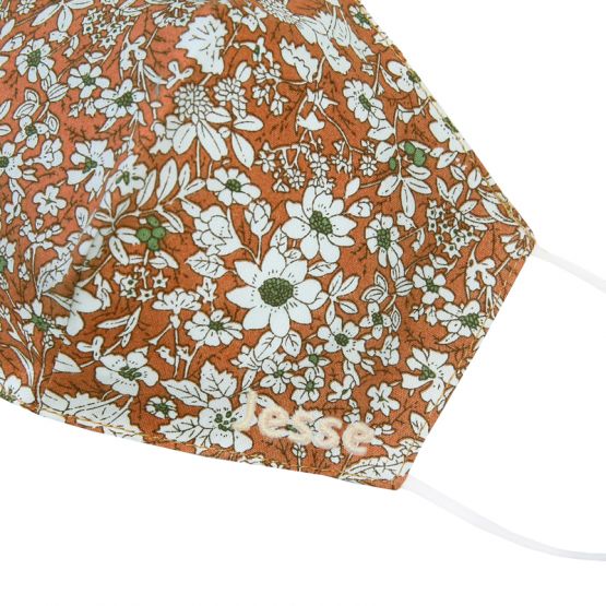 Reusable Kids & Adult Mask in Orange Botanical Print (Personalisable)