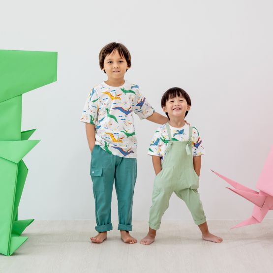 Made for Play - Boxy Tee in Party Pterodactyl Print in White