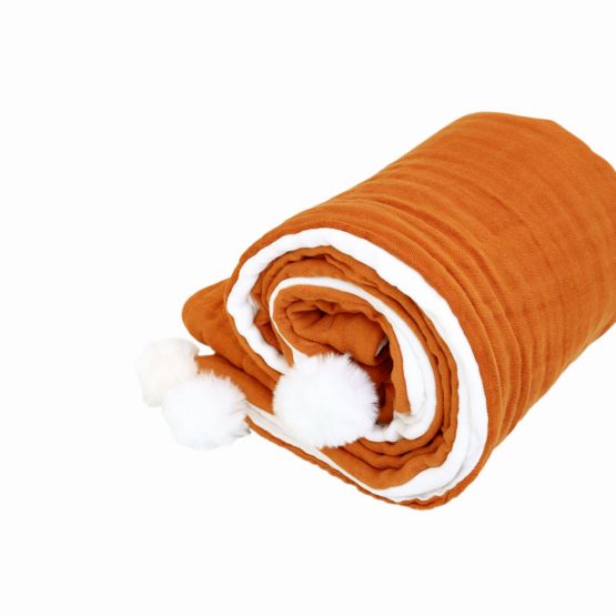 Double Thickness Baby Comforter in White and Caramel (Personalisable)
