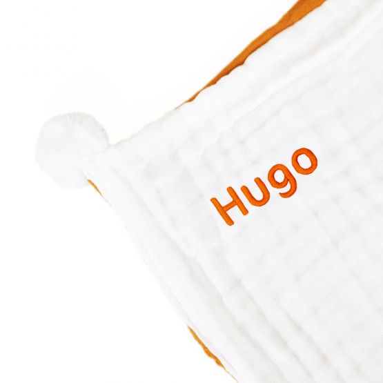 Double Thickness Baby Comforter in White and Caramel (Personalisable)