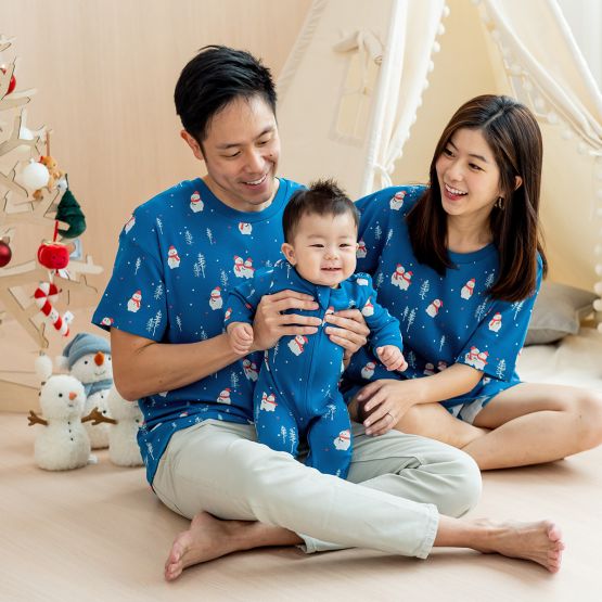 Baby Organic Sleepsuit in Christmas Snowman Print (Personalisable)
