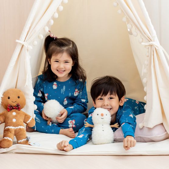 Kids Organic Christmas Pyjamas in Snowman Print (Personalisable)