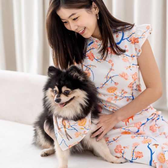 Garden Series - Pet Bandana in White Peony (Personalisable)