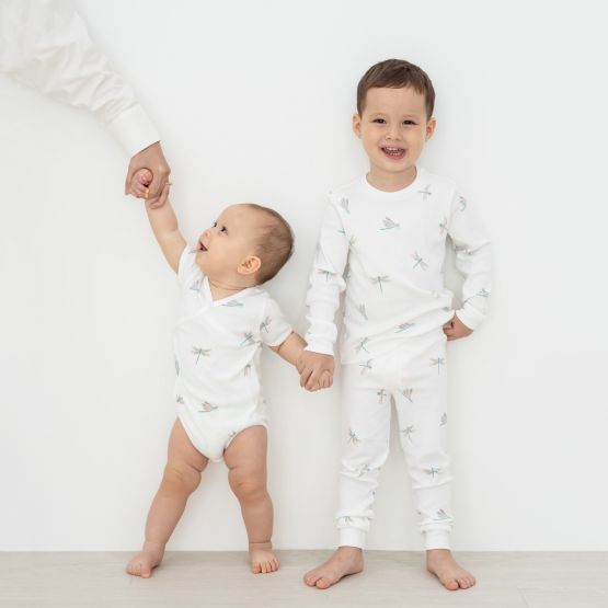 Baby Organic Kimono Romper in Dragonfly Print (Personalisable)