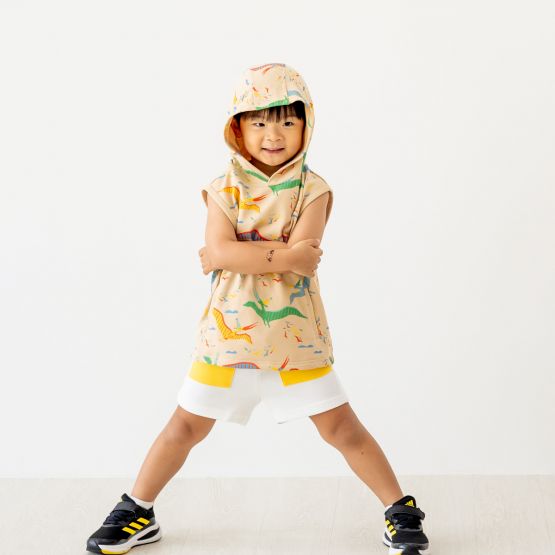 Made for Play - Hoodie Tank in Party Pterodactyl Print in Beige