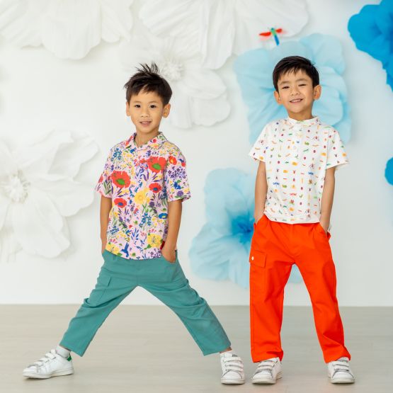 Kids Utility Pants in Green
