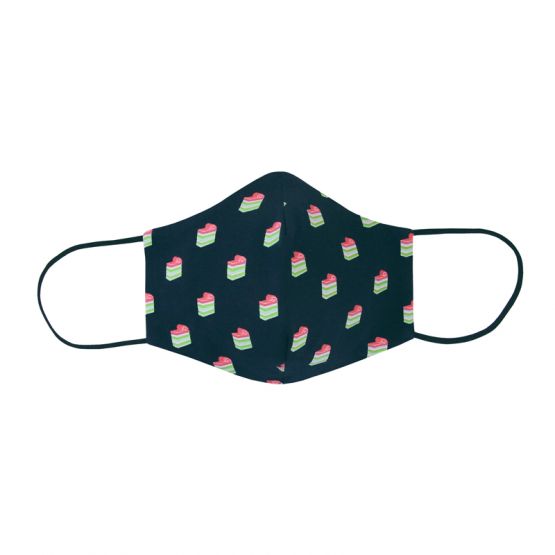 Reusable Kids & Adult Mask in Rainbow Kueh Print (Navy) (Personalisable)