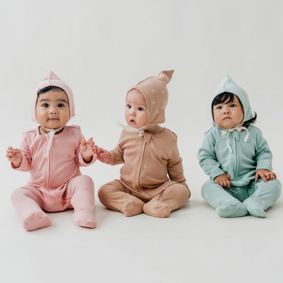 Baby Organic Zip Sleepsuit in Leaf Print (Personalisable)