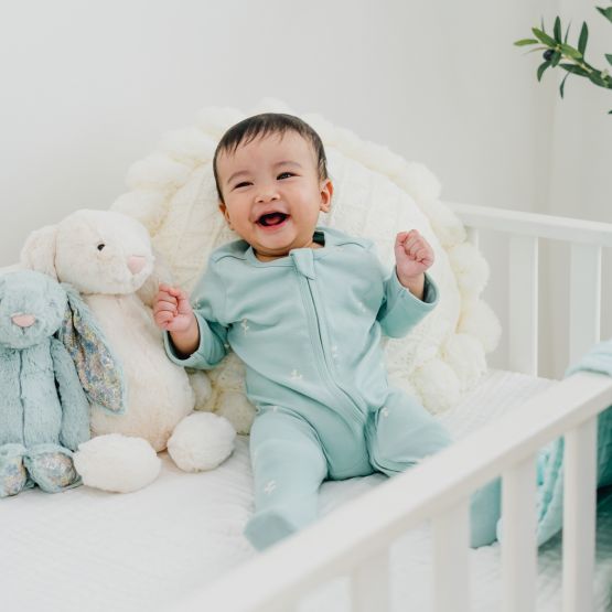 Baby Organic Zip Sleepsuit in Leaf Print (Personalisable)