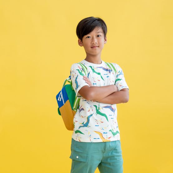 Made for Play - Boxy Tee in Party Pterodactyl Print in White