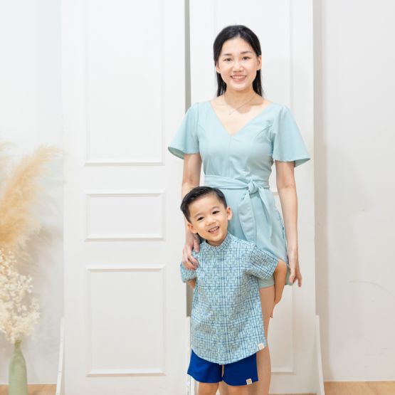 Chinese Motif Series - Ladies Romper in Light Blue