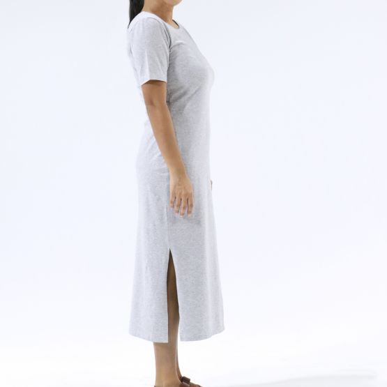 Jersey Boat Neck Melange Grey Ladies Midi Dress