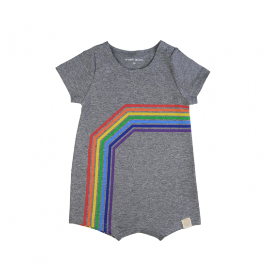 Rainbow Series - Baby Romper in Melange Grey (Left Arc) (Personalisable)