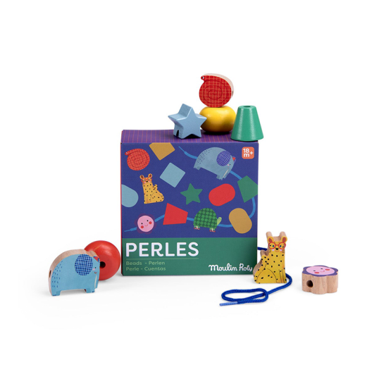 *New* Les Toupitis Wooden Lacing Beads by Moulin Roty
