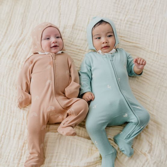 Baby Organic Zip Sleepsuit in Rainbow Print (Personalisable)