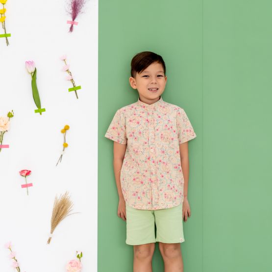 Chinese Motif Series - Boys Shirt in Beige (Personalisable)