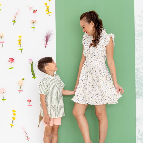 Garden Series - Boys Shirt in Leaf Print (Personalisable)