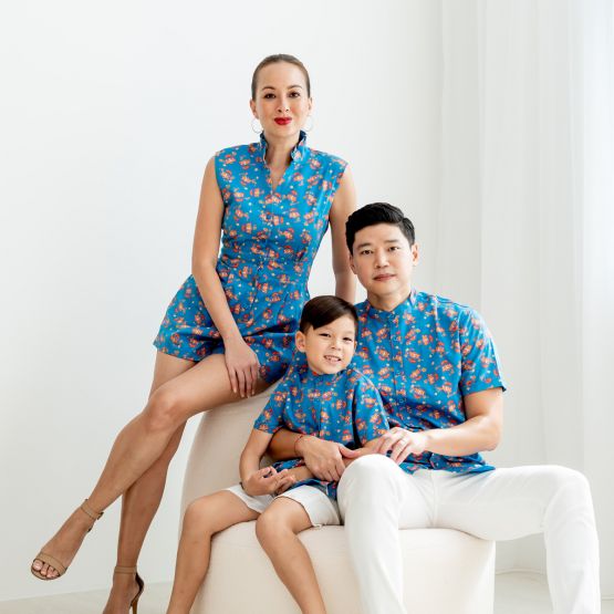 Lion Dance Series - Men’s Shirt in Blue (Personalisable)