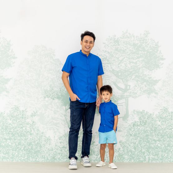 Mandarin Orange Series - Men's Plain Shirt in Blue (Personalisable)