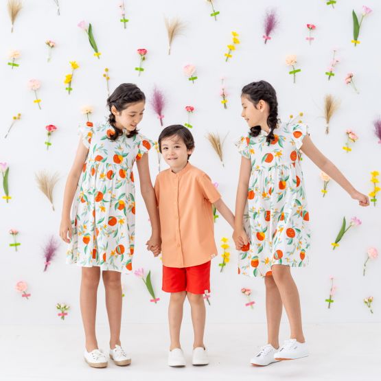 Mandarin Orange Series - Boys Plain Shirt in Orange (Personalisable)