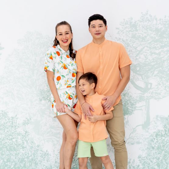 Mandarin Orange Series - Men's Plain Shirt in Orange (Personalisable)