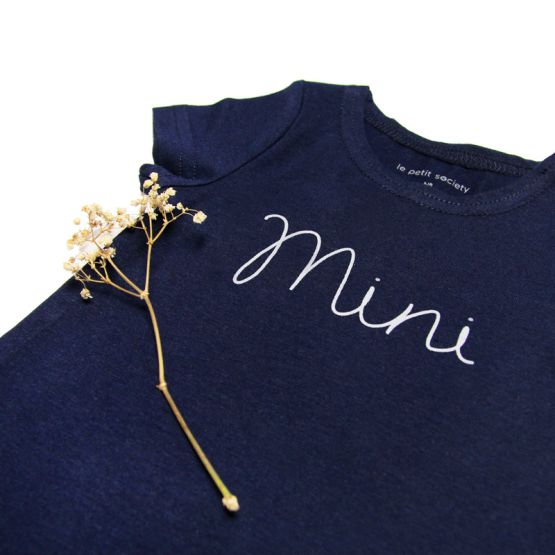 Family Tees - Mini Baby Short Sleeves Romper in Navy