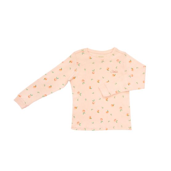 Kids Long Sleeve Organic Pyjamas Set in Peach Print (Personalisable)