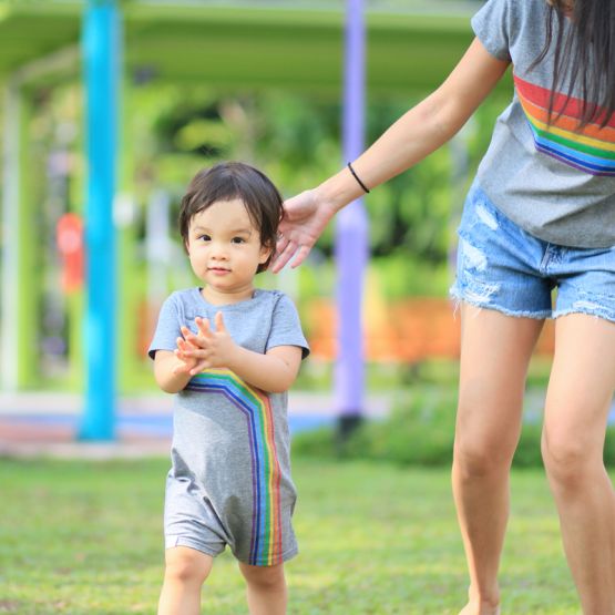 Rainbow Series - Baby Romper in Melange Grey (Right Arc) (Personalisable)