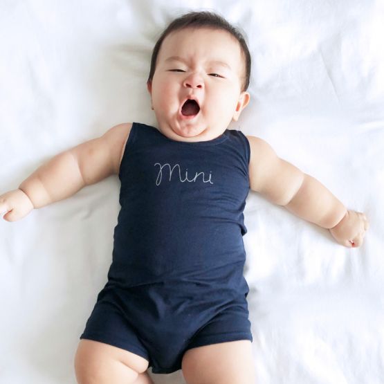 Family Tees - Mini Baby Sleeveless Romper in Navy