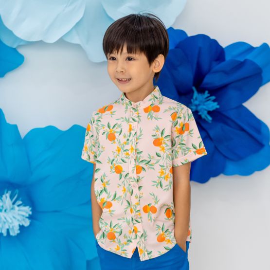 Mandarin Orange Series - Boys Shirt in Pink (Personalisable)