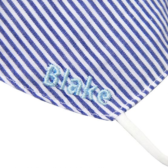 Set Of 3 Reusable Kids & Adult Masks in Green, Navy & Light Blue Stripes (Personalisable)