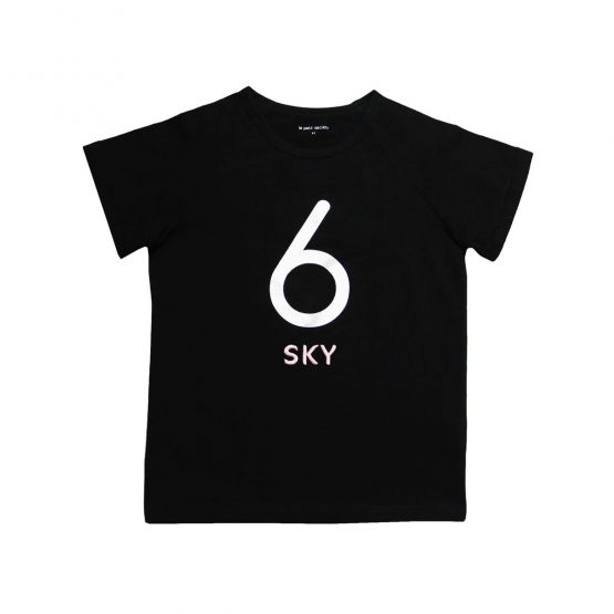 Number 6 Tee in Black/Silver (Personalisable)