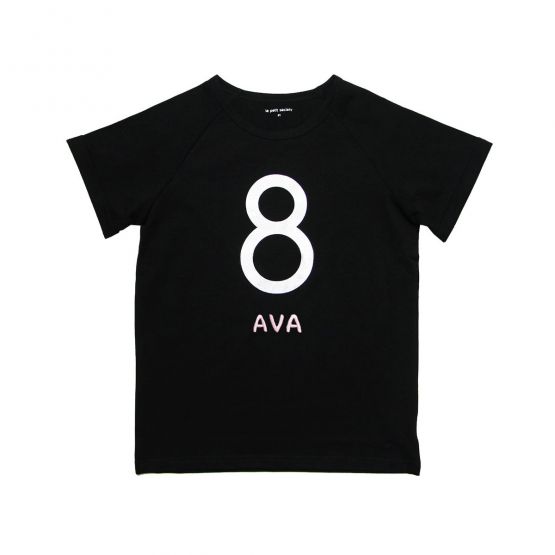 Number 8 Tee in Black/Silver (Personalisable)