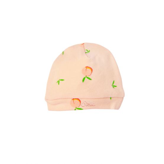 Organic Baby Hat in Peach Print (Personalisable)