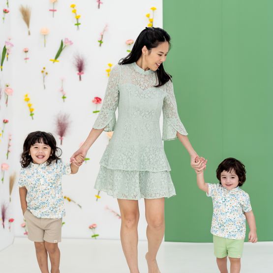Spring Series - Ladies Bell Sleeve Lace Dress in Sage