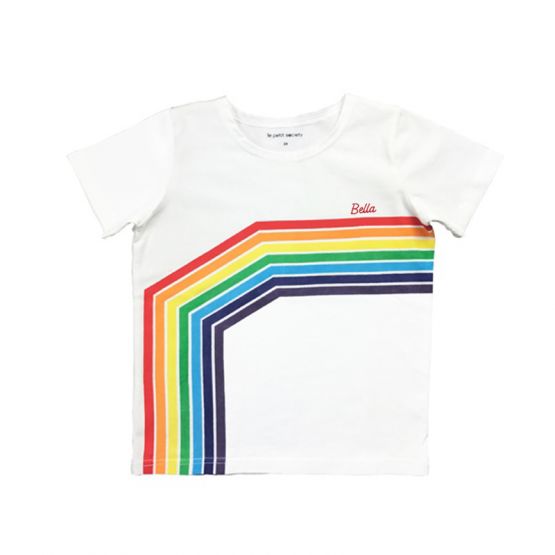 *Signature* Rainbow Series - Kids Tee in White (Left Arc) (Personalisable)