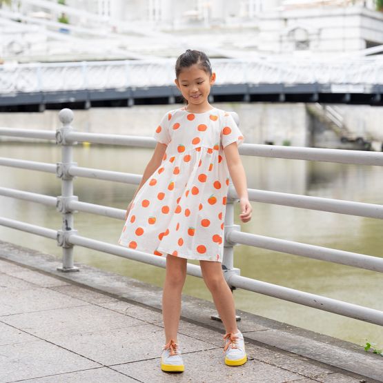 Mandarin Orange Series - Girls Asymmetrical Baby Doll Dress (Personalisable)