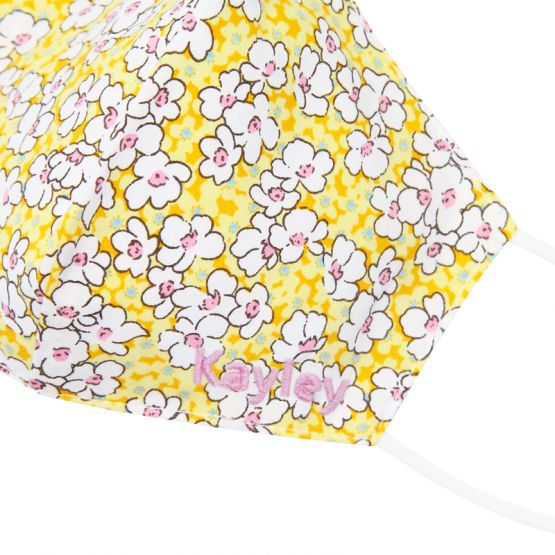 Reusable Kids & Adult Mask in Yellow Sakura Print (Personalisable)