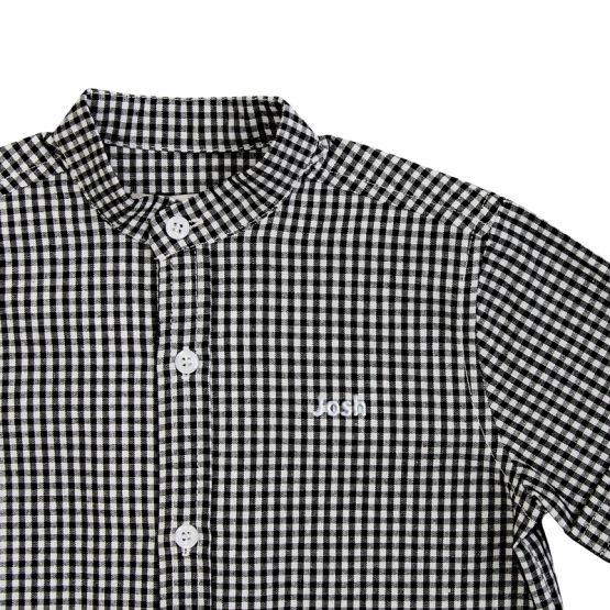 Papa & Mini - Boys Shirt in Black Gingham (Personalisable)