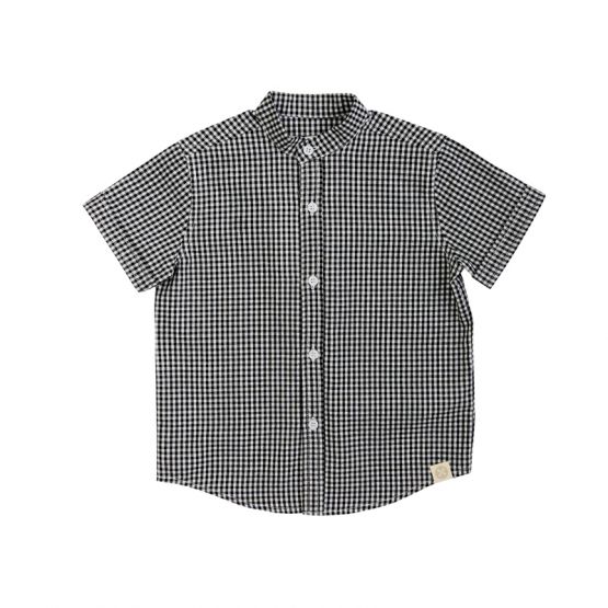 Papa & Mini - Boys Shirt in Black Gingham (Personalisable)