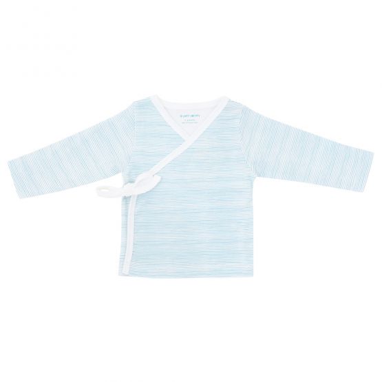 Baby Organic Long Sleeves Kimono Top in Blue Stripes (Personalisable)