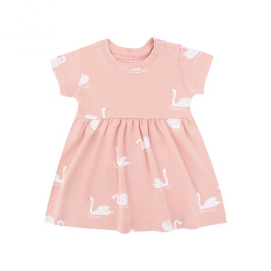 Baby Girl Organic Dress in Swan Print (Personalisable)