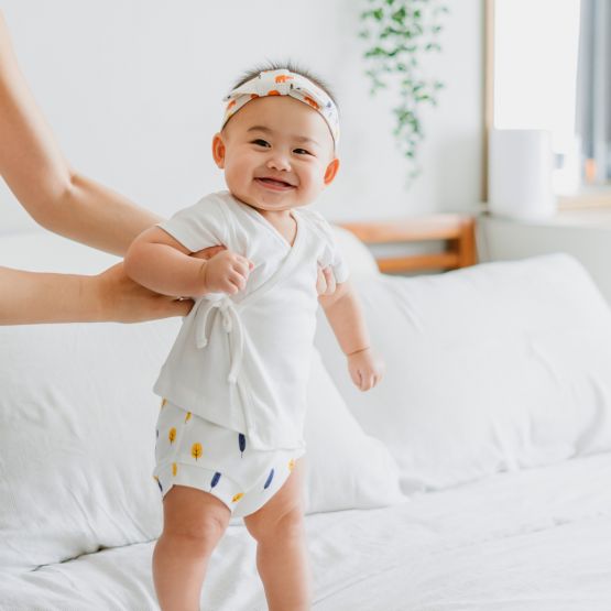 Baby Organic Short Sleeves Kimono Top in White (Personalisable)